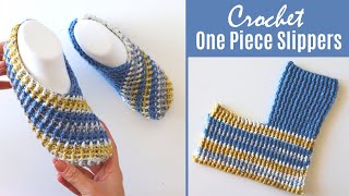 How To Crochet Easy One Piece Slippers [upl. by Gareri110]