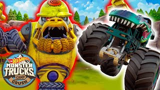 Crushzilla Challenges the Hot Wheels Monster Trucks  Camp Crush [upl. by Adey]