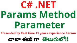 20 CNET Params Method Parameter  CNET Full Course in Telugu  C NET Params Method Parameter [upl. by Mansur188]