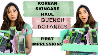 QUENCH BOTANICSQUENCH BOTANICS REVIEW  HUGE SKINCARE HAUL  KOREAN SKINCARE IN INDIA  SKINCARE [upl. by Asirrak]