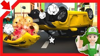 Car accident cartoon Car race for children Cars kids learning Police and Ambulance cartoon [upl. by Annaeiluj]