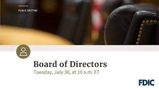 FDIC Board of Directors Meeting [upl. by Cosetta699]