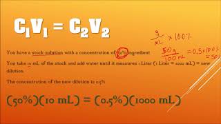 DILUTIONS PART 3  calculating amounts C1V1C2V2 [upl. by Spalla147]