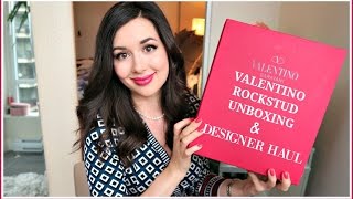 VALENTINO ROCKSTUD UNBOXING amp DESIGNER HAUL [upl. by Akcimat250]