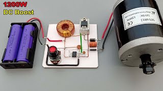 High Power dc to dc boost 1200W  Simple 5v to 73v DC 1000W DC Motor Run With 3V Battery [upl. by Atteuqal392]