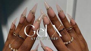 Elegant amp Simple Gel X Nails at Home  gel x nails tutorial [upl. by Kevin]