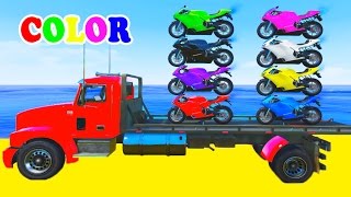 Learn Colors  Motorcycle w Superhero Spiderman Cartoon Videos with Car for kids amp Nursery Rhymes [upl. by Haimrej]