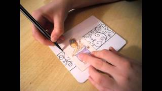 Making simple Sarah Kay card with drawing TUTORIAL by Afrodita [upl. by Johnnie]