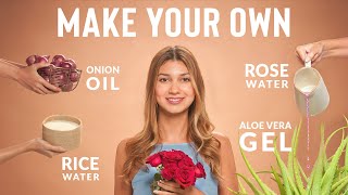 Natural Skincare Ingredients  Make your own ALOE VERA GEL RICE WATER ROSE WATER amp ONION JUICE [upl. by Nelson35]