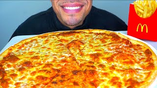 ASMR NEW YORK STYLE CHEESE PIZZA MUKBANG  EATING MCDONALDS FRIES  NO TALKING JERRY BIG BITES [upl. by Rachael79]