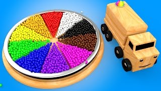 Wooden Base Color Balls Truck Toys to Learn Colors for Children  3D Kids Learning Videos [upl. by Aralc492]