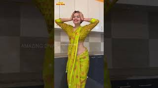 Beautiful Saree Navel amp Back Look  Indian Beautiful Lady Saree Look saree [upl. by Addam943]