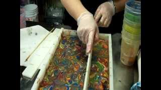 15 Color Slab Mold Cold Process Soap Swirling by KBShimmer [upl. by Nuhs]