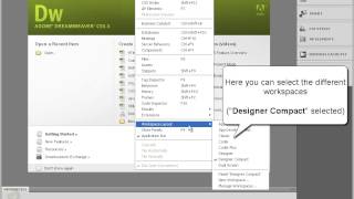 Learning Dreamweaver  Part 1 Setting\Resetting Workspaces [upl. by Meneau]