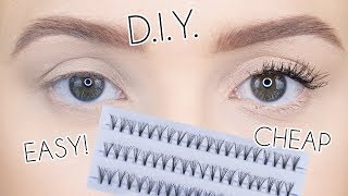 HOW TO APPLY INDIVIDUAL LASHES ON YOURSELF  DIY EYELASH EXTENSIONS TEMPORARY [upl. by Anirbed]