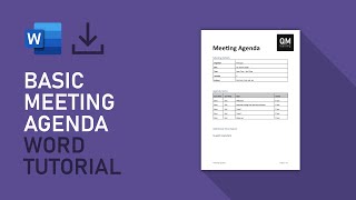 Basic Meeting Agenda Template  Microsoft Word Tutorial FREE DOWNLOAD [upl. by Christis]