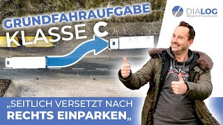 Rückwärts seitlich nach rechts einparken  Grundfahraufgabe Klasse CLKW erklärt  DIALOG BZ [upl. by Curzon]