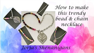 Tutorial How To Make a Trendy Bead amp Chain Necklace using french wire amp locking crimp beads [upl. by Yelats842]