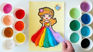 How to Draw amp Sand painting a Pretty Princess for Kids and Toddlers Easy Sand Painting art [upl. by Aohsoj]