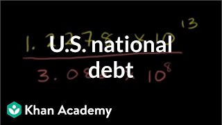 US national debt scientific notation word problem  PreAlgebra  Khan Academy [upl. by Tarabar]