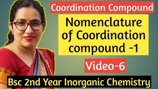 Coordination Compound Nomenclature of Coordination compound 1Bsc 2nd year free class  Video6 [upl. by Aerdnaed]