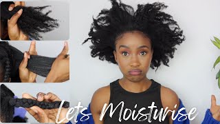 HOW TO MOISTURIZE 4C LOW POROSITY HAIR  Mid week Winter Routine Stretched Hair [upl. by Antoni]