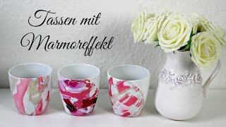 DIY Tassen marmorieren  Marmoreffekt [upl. by Enylrac]