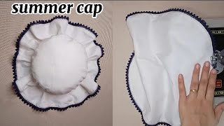 Baby summer ⛱️ cap cutting and stitching How to make baby ruffle capBaby sun hat in lawn fabric [upl. by Lilak]