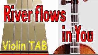 River flows in You  Violin  Play Along Tab Tutorial [upl. by Alegnaed]