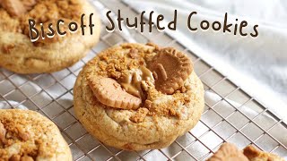 Biscoff Stuffed Cookies recipe 🧸  คุกกี้บิสคอฟ  ซับไทย  softcookies [upl. by Thorbert118]