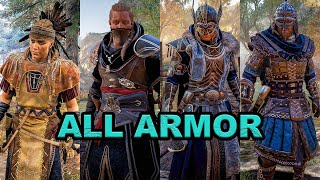 Assassins Creed Valhalla  All Armor Sets Showcase Male amp Female Version [upl. by Asusej]