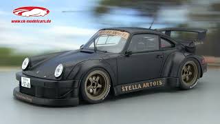 ckmodelcarsvideo Porsche 911 964 RWB RauhWelt Body Kit Stella Artois 2008 118 GTSpirit [upl. by Adamsen]