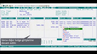 Datasoft Fiş İşlemlerinde Toplu Belge Girişi [upl. by Eeruhs]