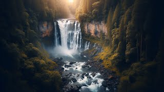 Waterfall flowing over rocks in forest Relaxing Water Sounds Flowing Water White Noise for Sleep [upl. by Gereron402]