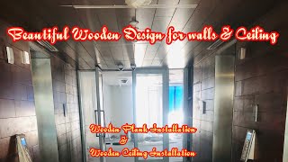 Wooden Plank Wall Cladding Installation  Wooden Plank Ceiling Installation [upl. by Dranoel]