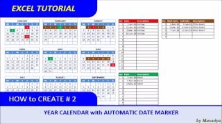 How to Create Excel Calendar for Specific Year with Automatic Date Marker [upl. by Saile]