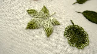 HAND EMBROIDERY LEAVES FOR BEGINNERS  06 Types of Leaves [upl. by Vtarj]