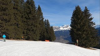 MEGEVE ski resort  GoPro HD POV Skiing Top Bit of Blue FINANCE  RED MAURICE  Feb 2024 [upl. by Auqinahs]