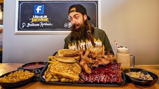 BULLHORNS UNDEFEATED BBQ PLATTER CHALLENGE  BeardMeatsFood [upl. by Ahsahs]