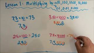 Lesson 1 multiplying by 10 100 1000 10000 01 001 0001 [upl. by Lamok]