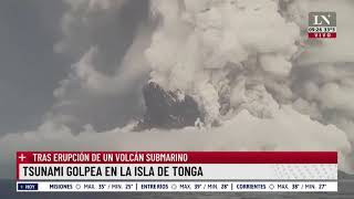 Volcán submarino y tsunami en la isla de Tonga impactantes imágenes [upl. by Fina667]