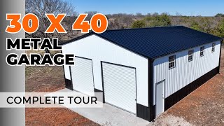 30x40 Steel Metal Building 1200 sq ft Metal Garage Tour  WolfSteel Buildings [upl. by Nigrom214]