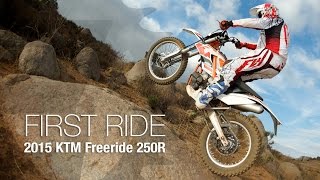 2015 KTM Freeride 250R First Ride  MotoUSA [upl. by Gronseth891]