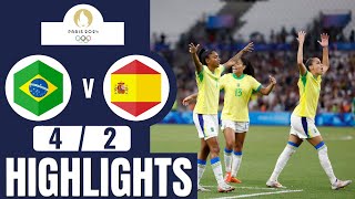 Brazil vs Spain  42  Womens Football  Paris 2024 Highlights  brazil vs spain womens football [upl. by Namhar312]