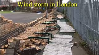 Storm Eunice  Wind storm in London  School wall blown away with high speed wind [upl. by Mulry]