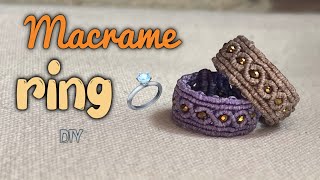 Кольцо с узором и бусинами Macrame ring with bead ❤️ [upl. by Franciscka181]