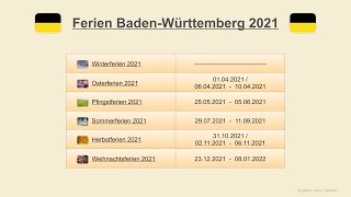 Ferien Baden Württemberg 2021 [upl. by Alekal]