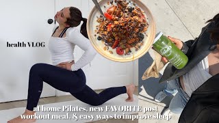 at home Pilates Workout FAVORITE post workout meal amp easy ways to improve sleep  health vlog [upl. by Yaniv]