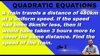 A train travels a distance of 480km at a uniform speed If the speed had been 8kmhr less then [upl. by Acinej]