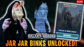 Jar Jar Binks Unlocked  Gameplay Testing LIVE  Bombad General Legendary Event  SWGoH [upl. by Ellatsyrc148]